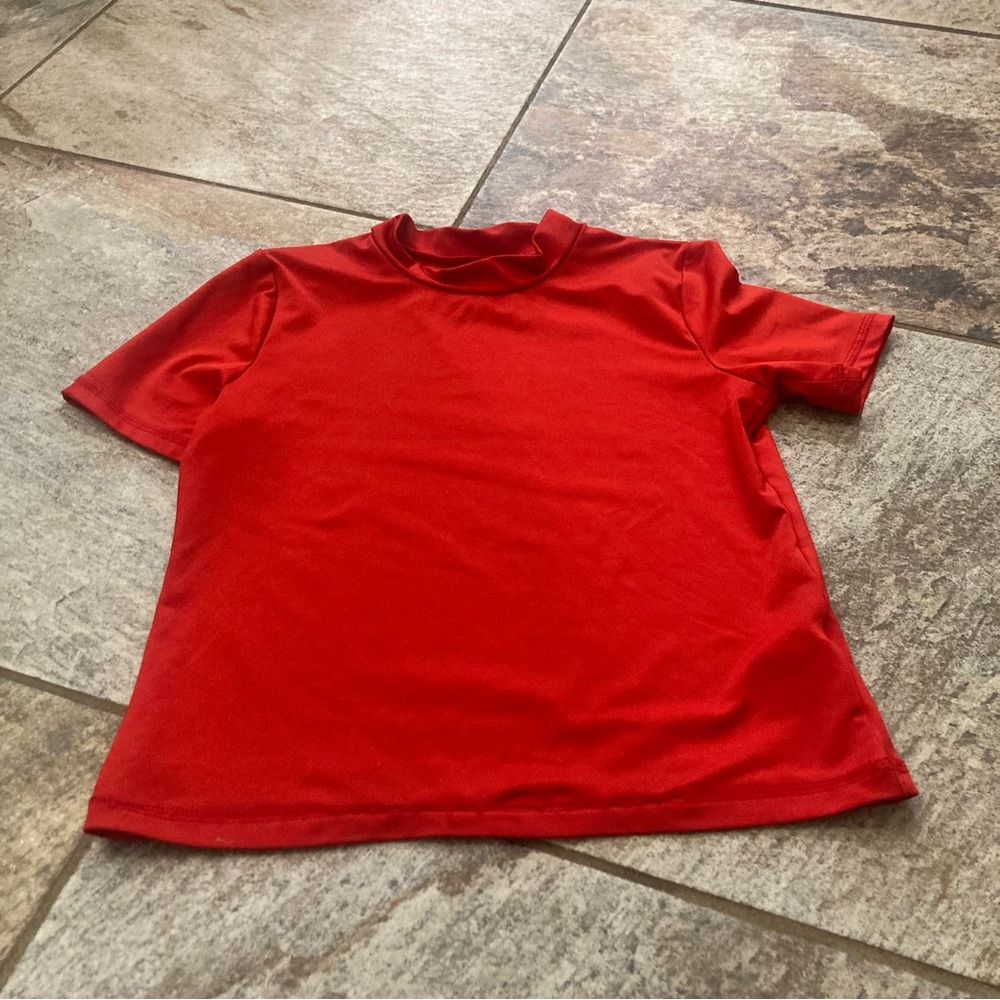 Cat & Jack red short sleeve rash guard swim shirt boys medium 8 good condition